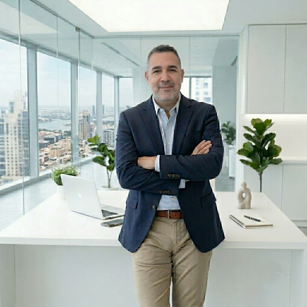 Fabio DeMelo standing in a modern office
